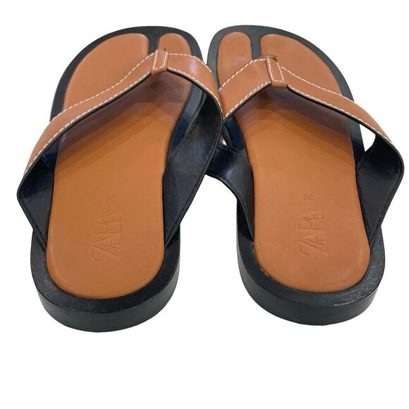 Zara Thong Sandals, Brown, Size 8 - Picture 10 of 11